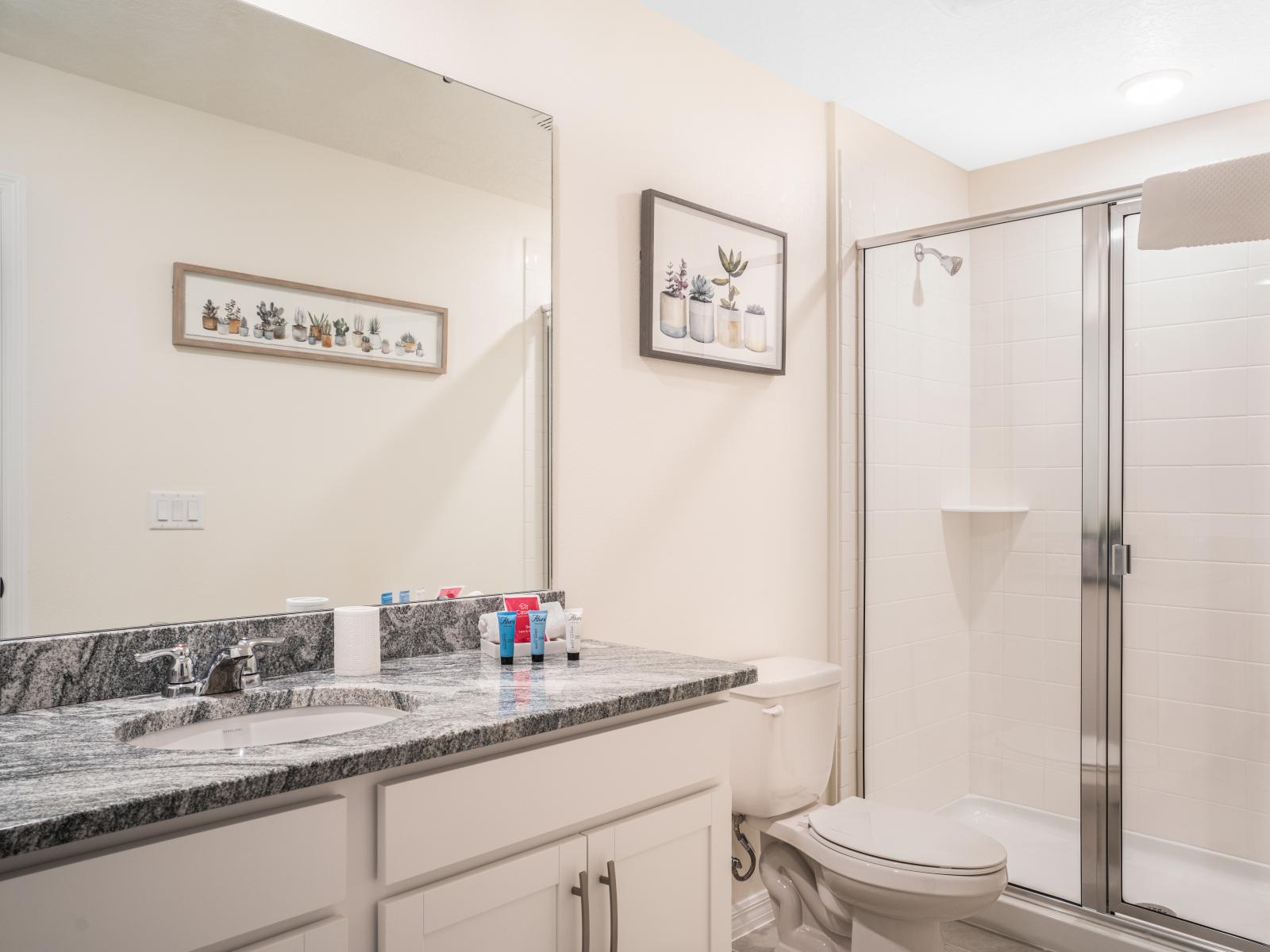 Sparkling and spotless bathroom for a hot and cold showers will wake you up and focus your mind.