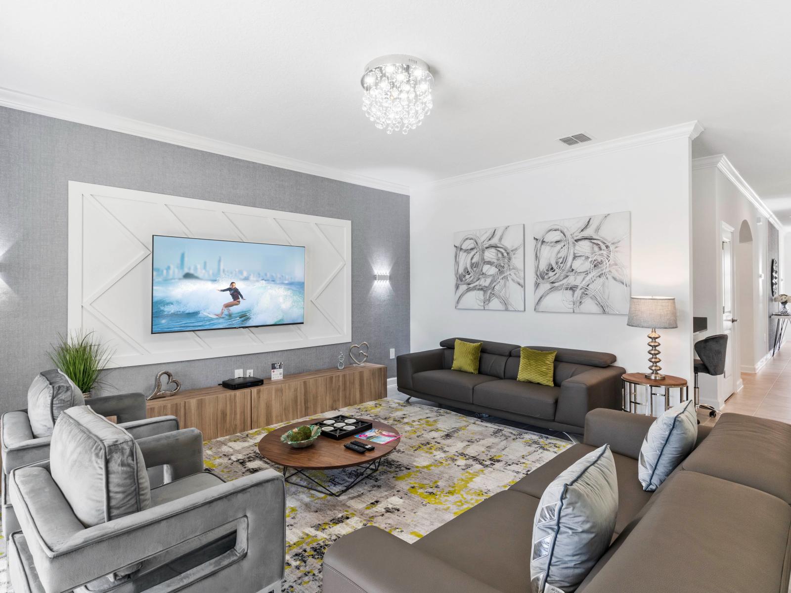 - Captivating Living Area of the Home in Davenport Florida - Every corner invites relaxation, connection, and the joy of shared moments. - Embrace comfort with comfy seating - Smart TV and Netflix