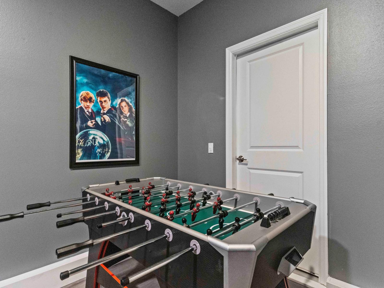 Stunning Game Room of the Home in Davenport Florida - Foosball table for friendly competition - Harry Potter themed