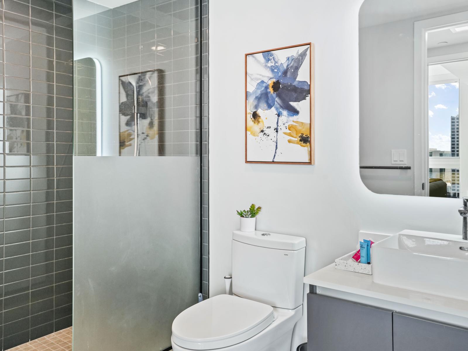 Full bath w/ walk in shower - Big and spacious bathroom with walk-in shower, you will surely have enough space to experience a hassle-free vacation.