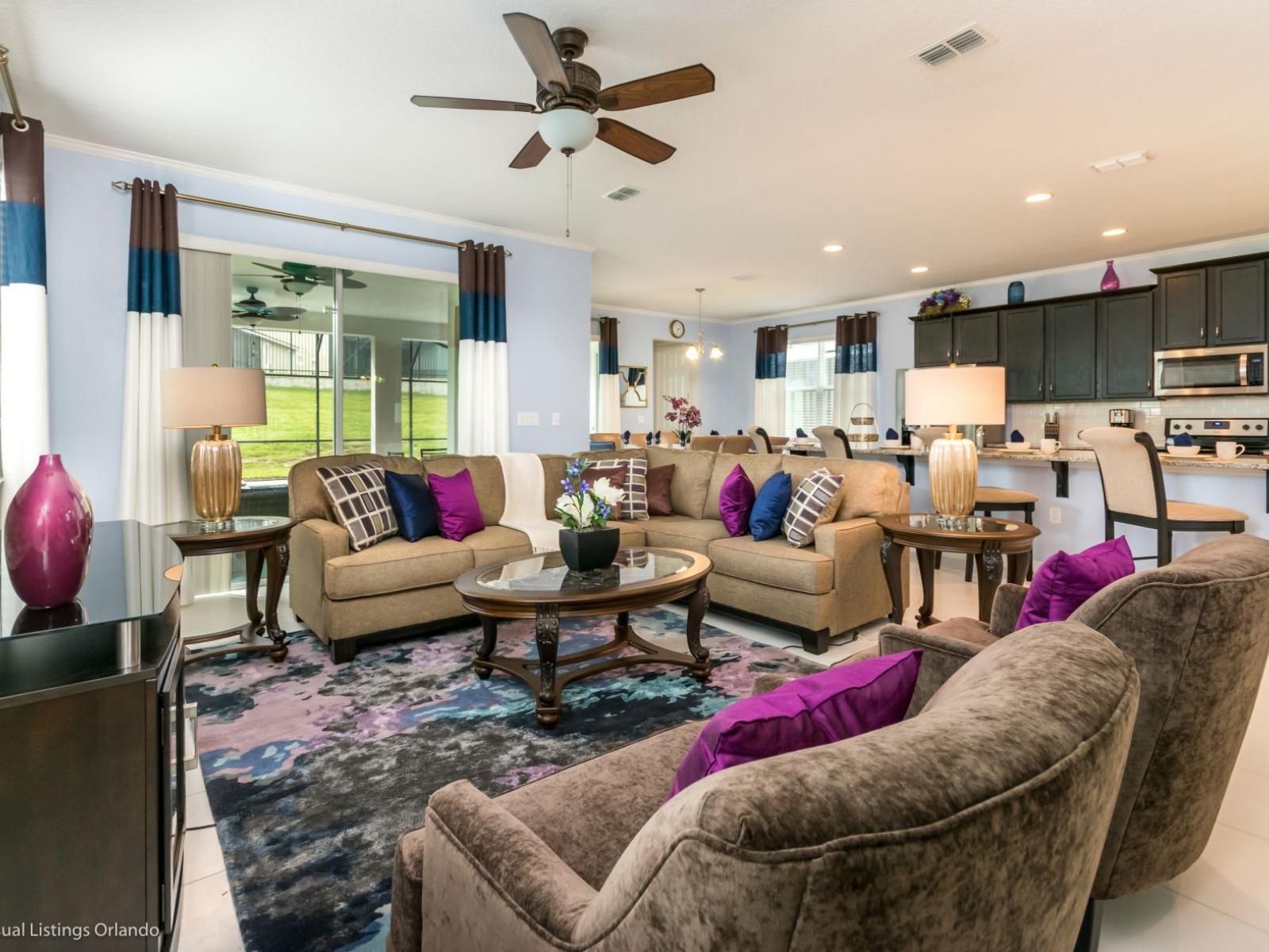 Whether you're curling up with a good book, watching your favorite movie, or simply enjoying the company of loved ones, the living area offers comfort and warmth in abundance.