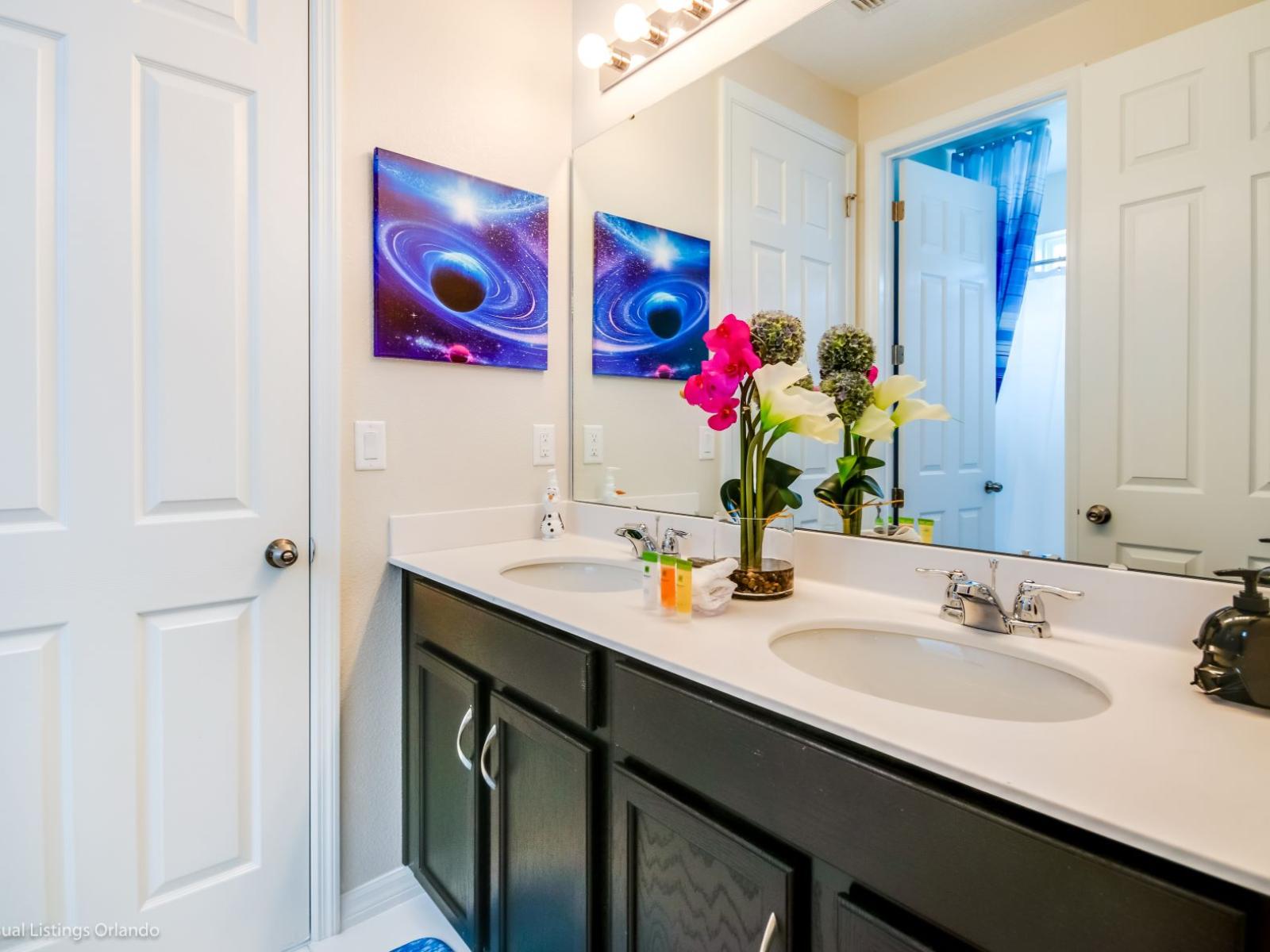 Refresh and rejuvenate in our tranquil bathroom sanctuary, complete with a sleek double vanity