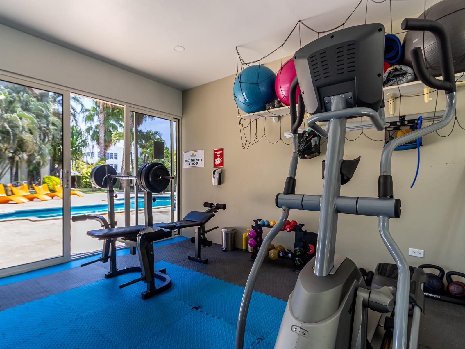 Superb GYM in Oranjestad Aruba - Unleash your potential in fitness sanctuary - Access for the guests - Sweat it out in a premium workout environment - Refreshing pool views