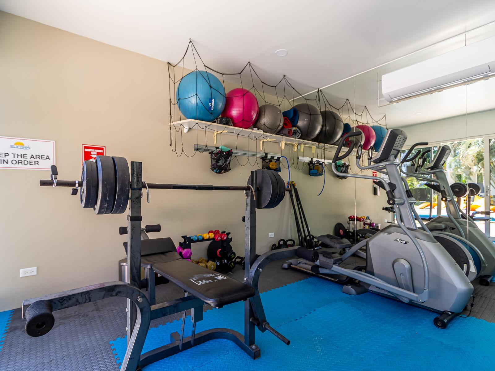 Stay active with our state-of-the-art gym, equipped with modern fitness equipment for your convenience