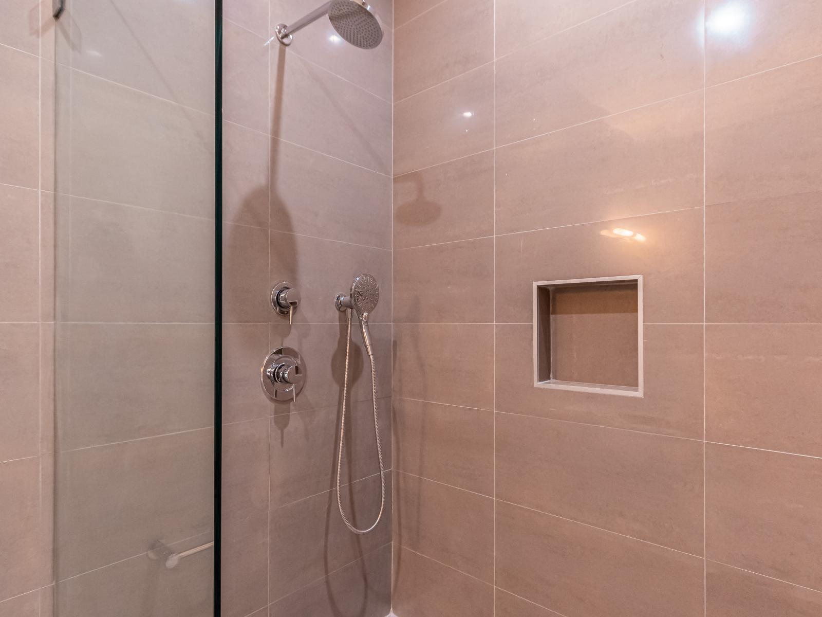 Bathroom 2 with walk in shower with glass shower door