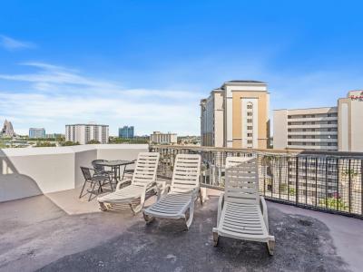 Large balcony with magnificent views of International Drive, Universal and Volcano Bay