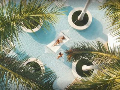 Palm-Fringed Perfection: Unwind in style at the Palm Grove Hammocks pool, surrounded by the elegance of Four Seasons Hotel Miami. Revel in the luxury of hammocks and crystal-clear waters in this tropical haven.