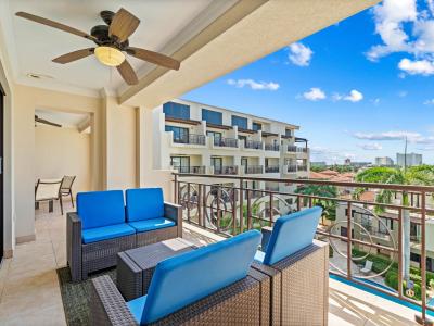 Balcony with a gorgeous pool view