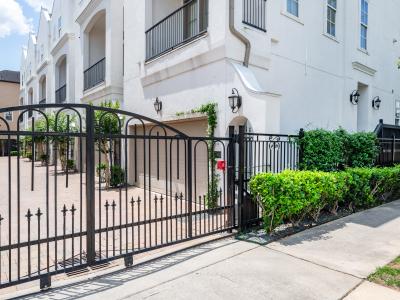 Gated entry to townhome community.