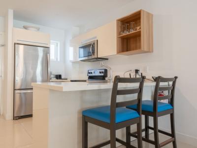 Stylish kitchen with an open layout and modern appliances makes cooking easy - Bar seating offers a great spot for casual dining, morning coffee, or a quick bite - Start your day with breakfast here before exploring Noord’s beautiful coastline