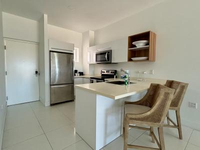 Kitchen has a breakfast bar