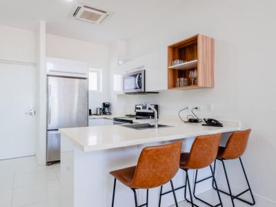 Kitchen has a breakfast bar