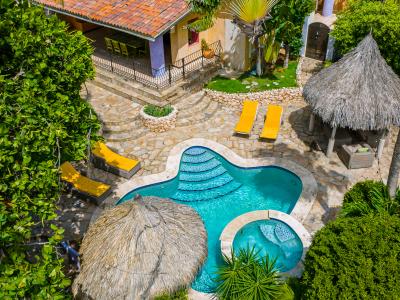 Aerial view of this tropical oasis