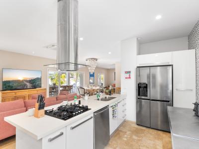 Gorgeous Kitchen of the Villa in Aruba - Fully equipped - Contemporary design with clean lines and minimalist aesthetics - Open concept connecting the kitchen to the living area