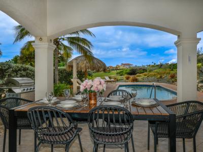 Outside dining table for meals by the pool