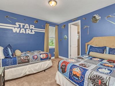 Star Wars Themed Bedroom of the Home in Kissimmee Florida - Offering two beds, prefect for kids  - Plush furnishings and sumptuous bedding for luxurious comfort